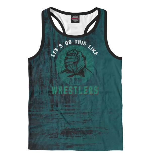 Мужская майка-борцовка с притом Arm Wrestlers цвета Белый Мужская майка-борцовка с изображением Arm Wrestlers цвета Белый