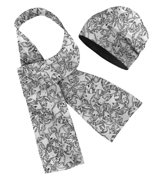 Шарф с изображением Летящие коты Саймона цвета Белый