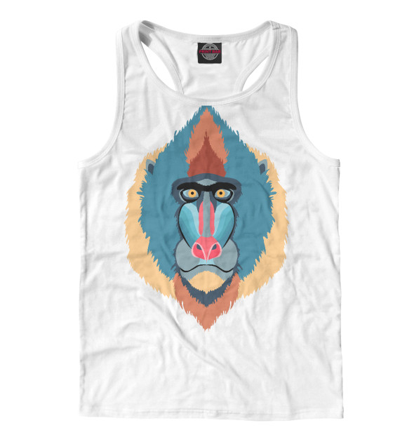 Мужская майка-борцовка с изображением Голова Мандрила цвета Белый