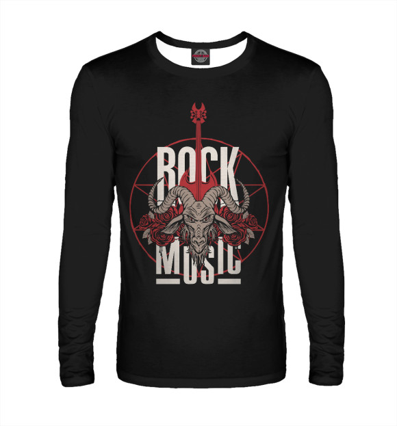 Мужской лонгслив с изображением Rock Music цвета Белый