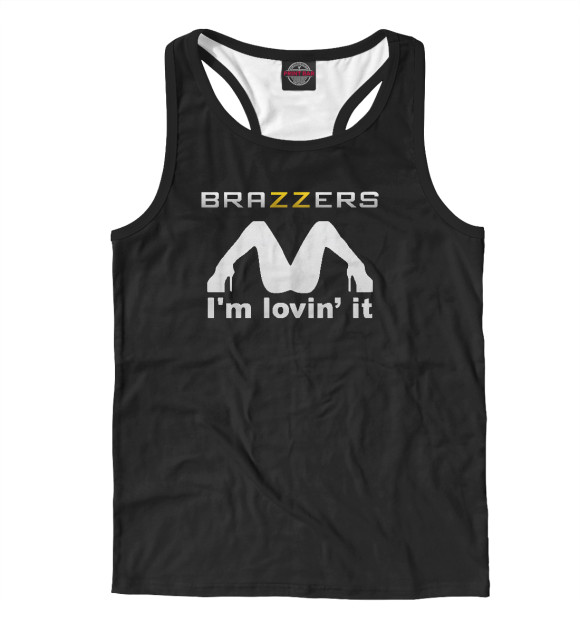 Мужская майка-борцовка с изображением Brazzers i'm lovin' it цвета Белый