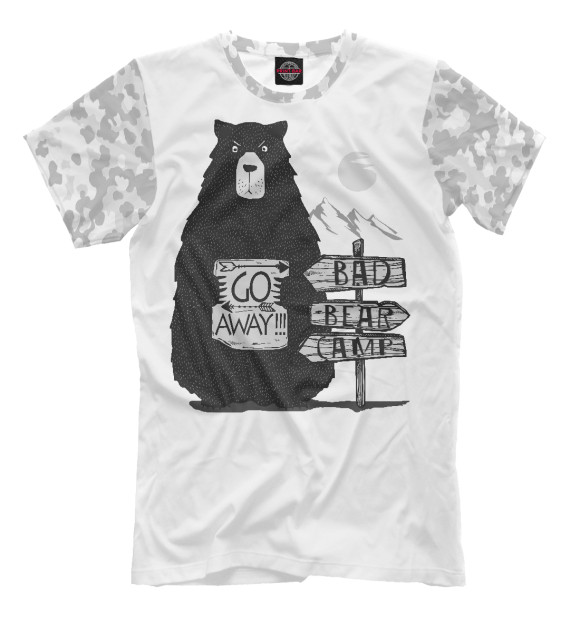 Мужская футболка с изображением Bad Bear camp цвета Белый