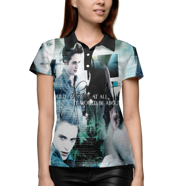 Женское поло с изображением Любовь Вампиров | Сумерки цвета Белый