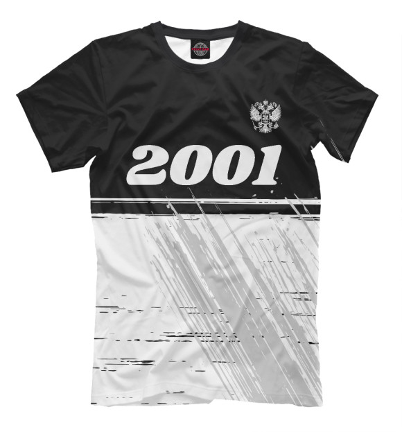 Мужская футболка с изображением 2001 Герб РФ цвета Белый