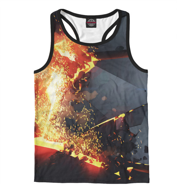 Мужская майка-борцовка с изображением 3D плиты. Взрыв цвета Белый