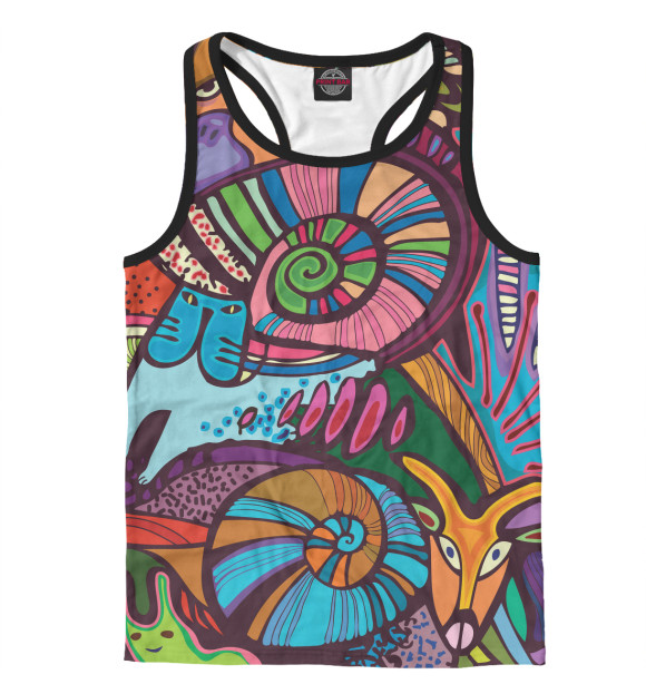 Мужская майка-борцовка с изображением Флора и фауна цвета Белый