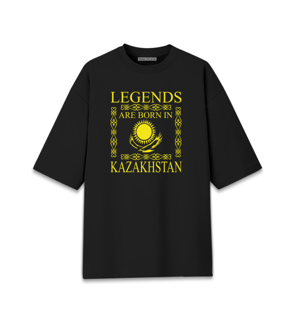 Женская футболка оверсайз с изображением Легенды Казахстана цвета Черный