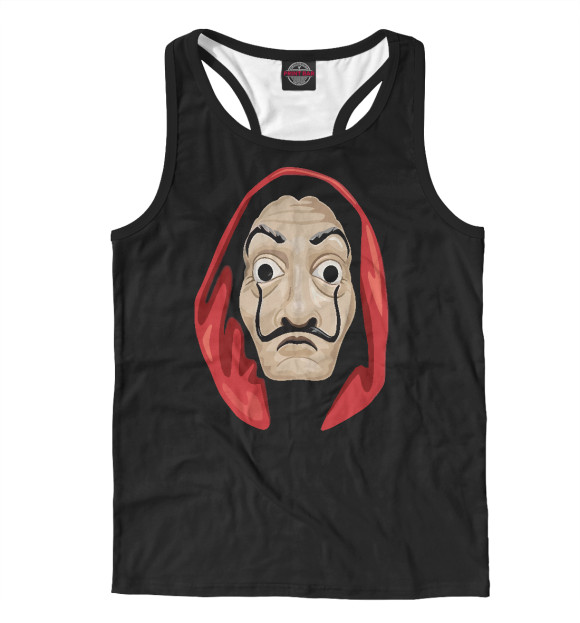 Мужская майка-борцовка с притом Бумажный дом маска Дали цвета Белый Мужская майка-борцовка с изображением Бумажный дом маска Дали цвета Белый