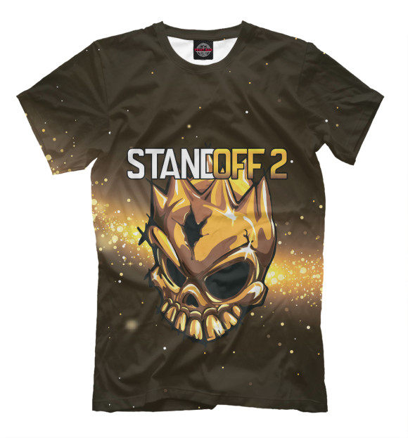 Мужская футболка с изображением Standoff 2 - Golden Skull цвета Белый