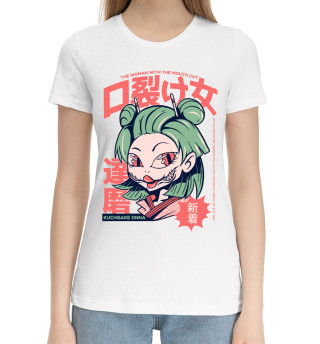 Женская хлопковая футболка Kuchisake Onna Demon