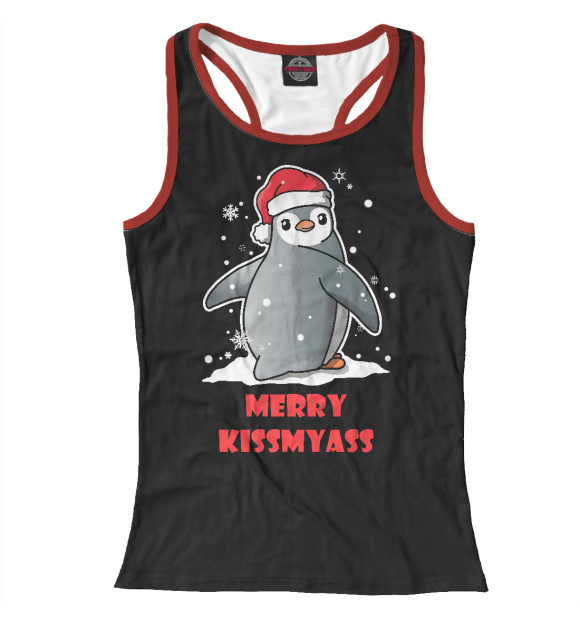 Женская майка-борцовка с изображением Merry kissmyass цвета Белый