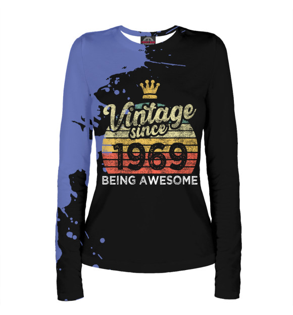 Женский лонгслив с изображением Vintage Since 1969 цвета Белый