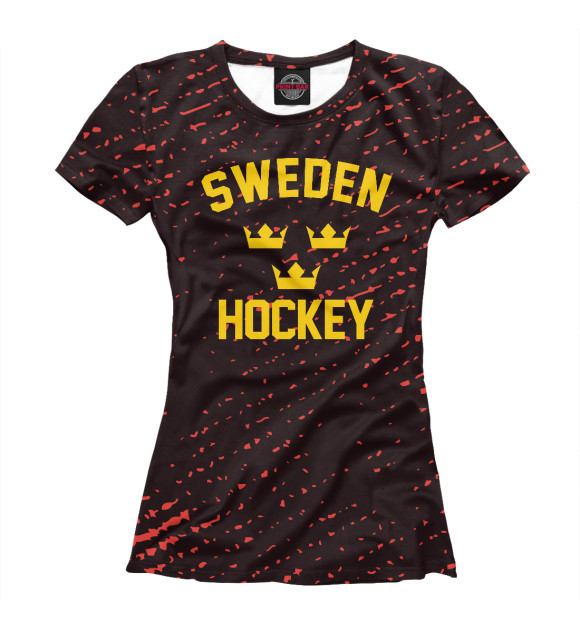 Женская футболка с изображением Sweden hockey цвета Белый