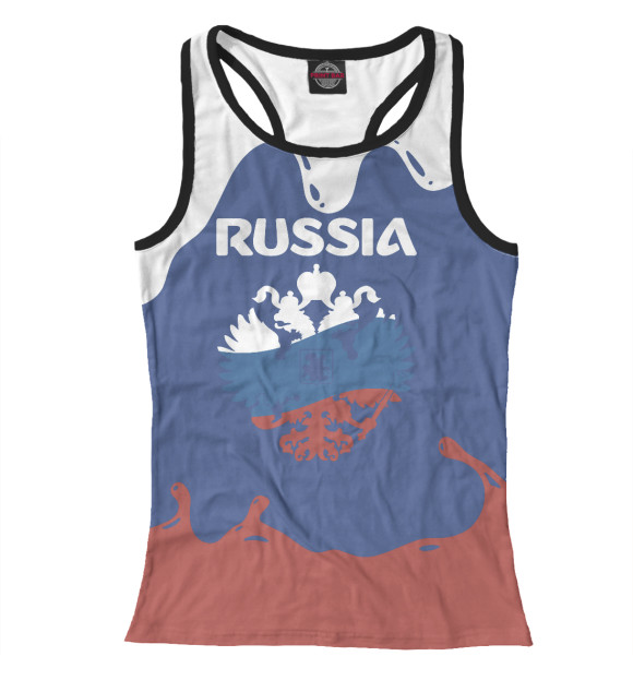 Женская майка-борцовка с изображением RUSSIA цвета Белый