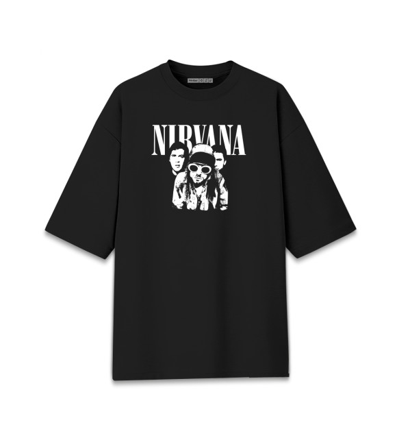 Мужская футболка оверсайз с изображением Nirvana цвета Черный