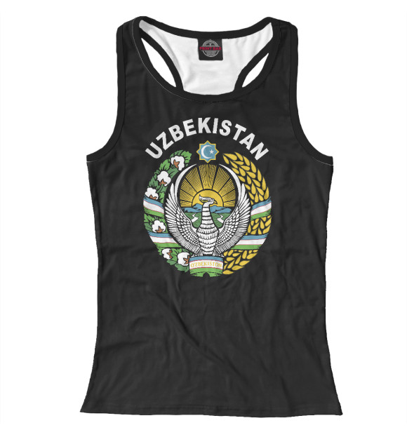 Женская майка-борцовка с изображением Узбекистан цвета Белый