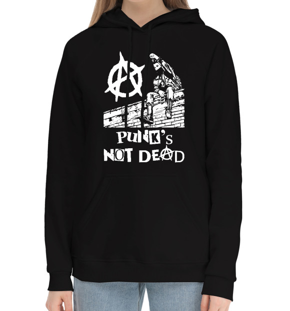 Женский хлопковый худи с изображением Анархия цвета Черный