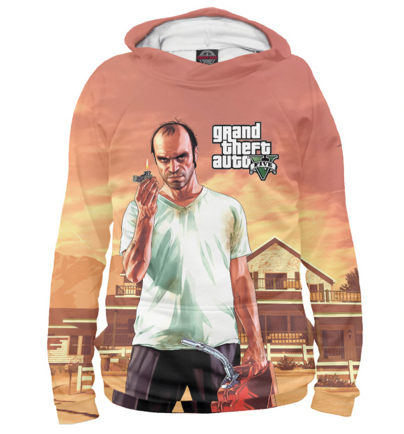 Мужское худи с изображением Grand Theft Auto | GTA цвета Белый