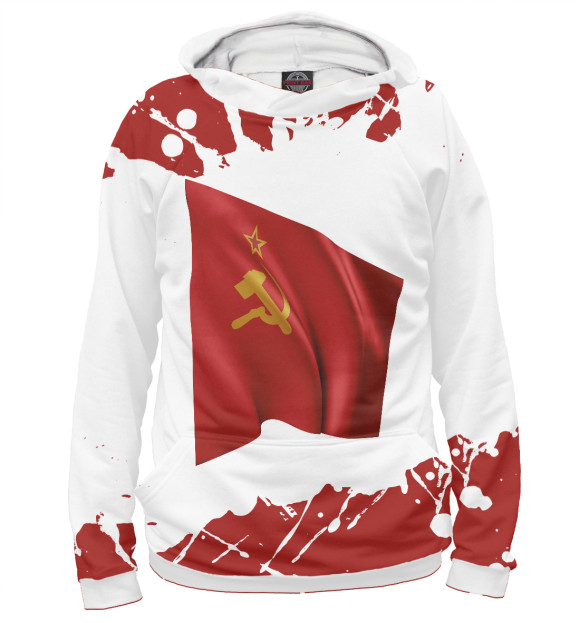 Худи для девочки с изображением Советский Союз - Флаг - Брызги цвета Белый