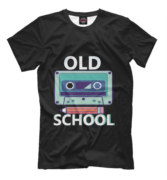 Мужская футболка с изображением Old School Здесь цвета Белый