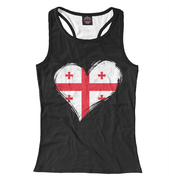 Женская майка-борцовка с изображением Сердце Грузии цвета Белый