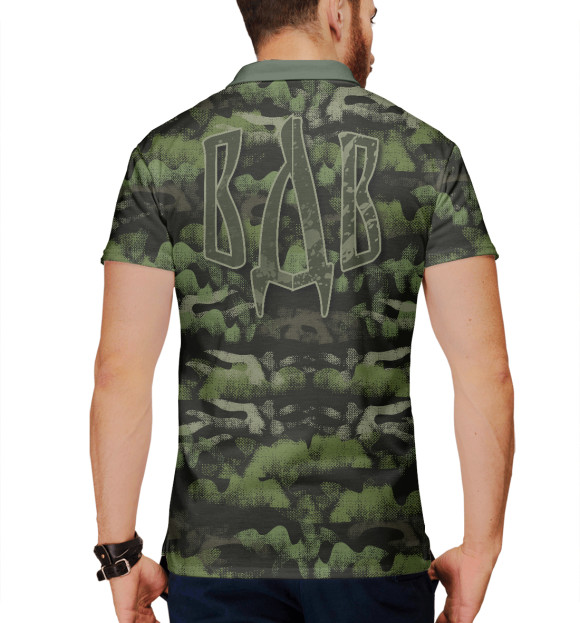 Мужское поло с изображением Зеленый камуфляж ВДВ цвета Белый