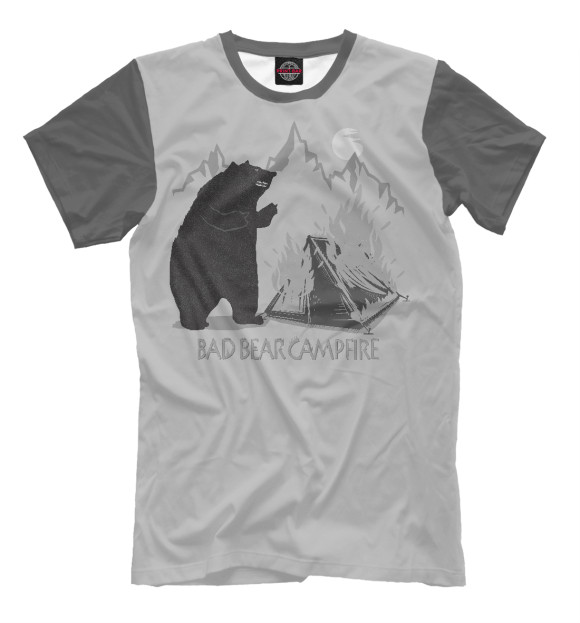 Футболка для мальчиков с изображением Bad bear camping цвета Белый