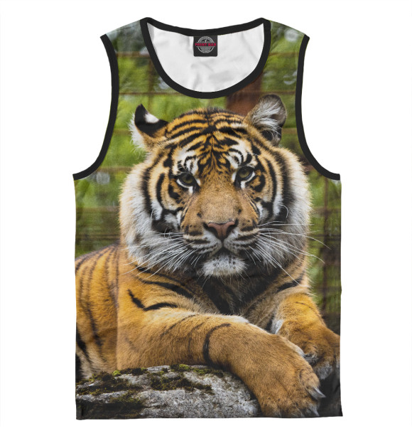 Мужская майка с изображением Тигр цвета Белый