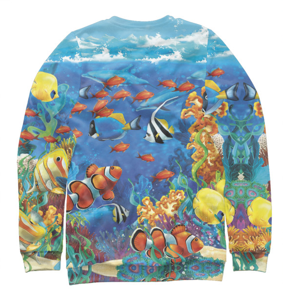 Женский свитшот с изображением Коралловые рыбки цвета Белый