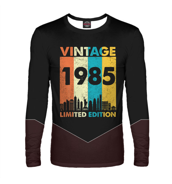Мужской лонгслив с изображением Vintage 1985 цвета Белый