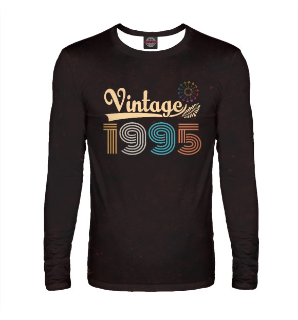 Мужской лонгслив с изображением Vintage 1995 retro birthday цвета Белый