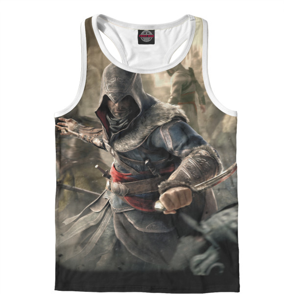 Мужская майка-борцовка с изображением Асасин цвета Белый