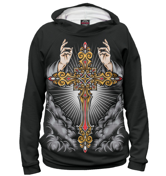 Женское худи с изображением Крест цвета Белый