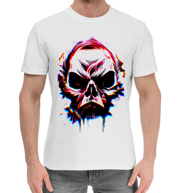 Мужская хлопковая футболка с изображением Skull art цвета Белый