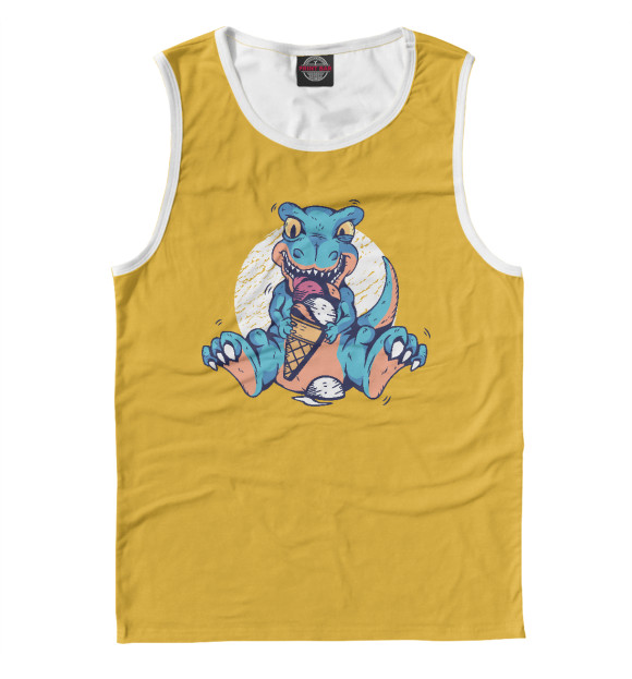 Майка для мальчика с изображением Динозавр и мороженое цвета Белый