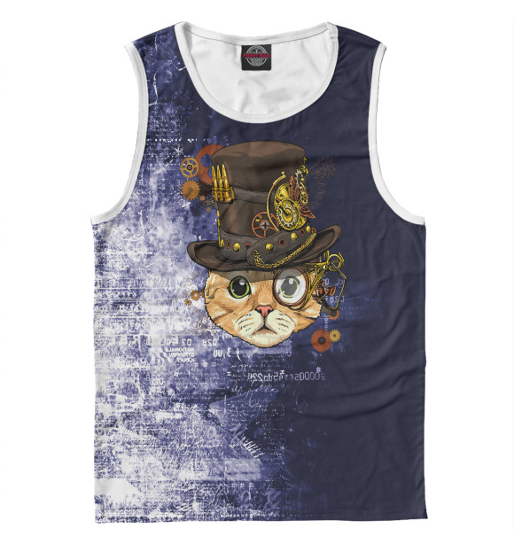 Майка для мальчика с изображением Steampunk Cat Steampunk цвета Белый