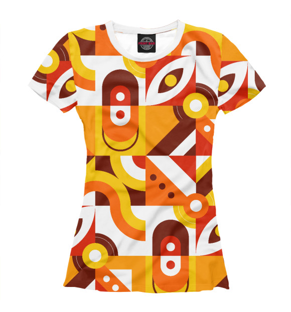 Женская футболка с изображением Pattern - retro orange цвета Белый