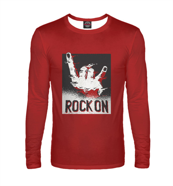 Мужской лонгслив с изображением Rock ON цвета Белый