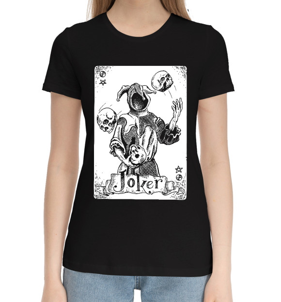 Женская хлопковая футболка с изображением Joker цвета Черный