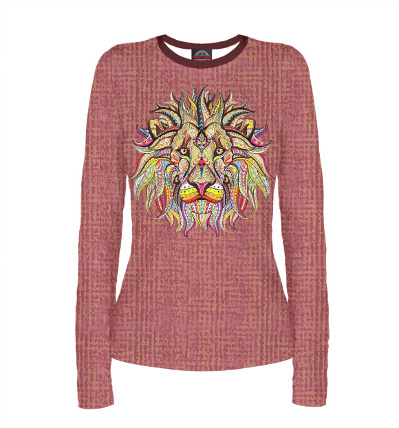 Женский лонгслив с изображением Лев цвета Белый