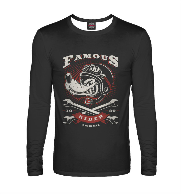 Мужской лонгслив с изображением Rider цвета Белый