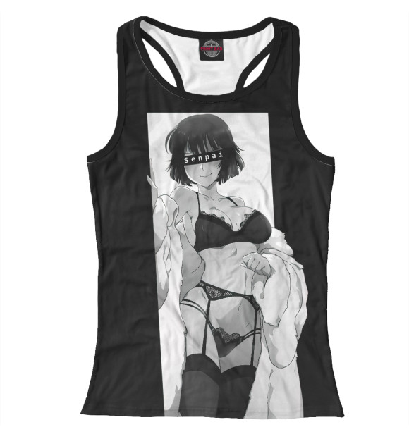 Женская майка-борцовка с притом Senpai цвета Белый Женская майка-борцовка с изображением Senpai цвета Белый