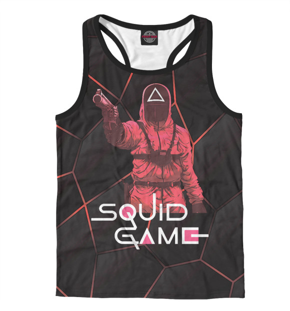 Мужская майка-борцовка с изображением Игра в кальмара цвета Белый