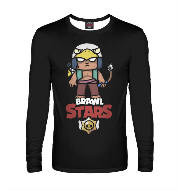 Мужской лонгслив с притом Brawl Stars Bo цвета Белый Мужской лонгслив с изображением Brawl Stars Bo цвета Белый