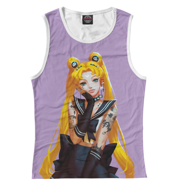 Женская майка с притом Sailor Moon цвета Белый Женская майка с изображением Sailor Moon цвета Белый