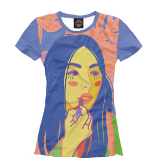 Женская футболка Яркий женский портрет в стиле поп-арт