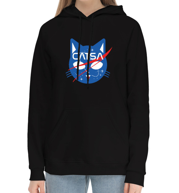 Женский хлопковый худи с изображением Catsa цвета Черный