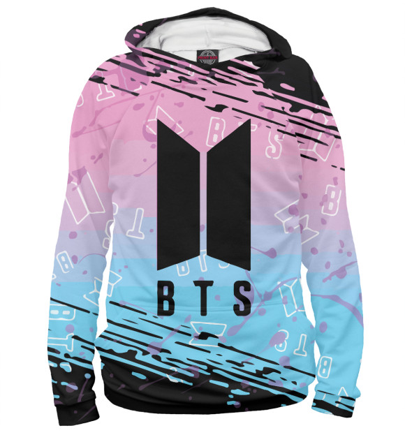 Женское худи с изображением BTS цвета Белый