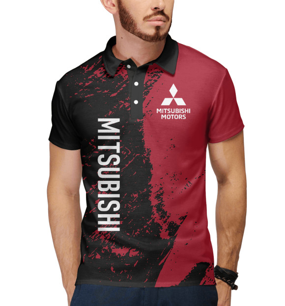 Мужское поло с изображением Mitsubishi цвета Белый