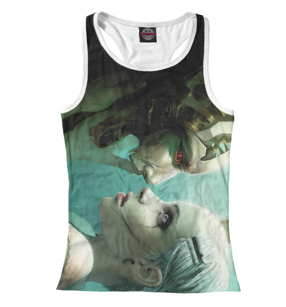 Женская майка-борцовка с изображением Киборги цвета Белый